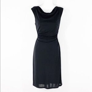 David Meister black drape neck cocktail dress V27